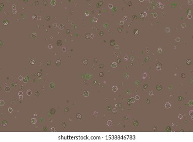 Light Pink, Green vector layout with restaurant food. Decorative illustration with food on abstract template. Pattern for ads of breakfast, lunch, dinner.