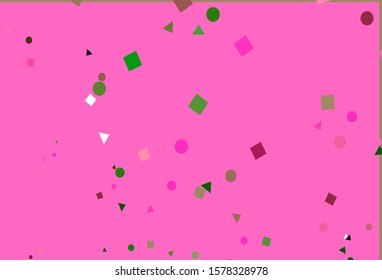 Light Pink, Green vector layout with circles, lines, rectangles. Abstract illustration with colorful dots, lines, cubes. Template for wallpapers.