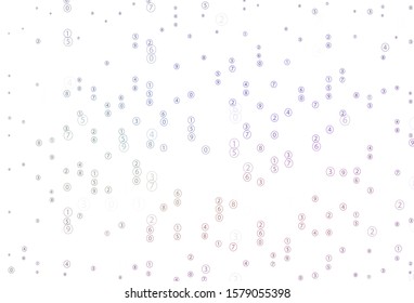 Light Pink, Green vector layout with algebra elements. Illustration with Numeral symbols on abstract template. Pattern for school, grammar websites.