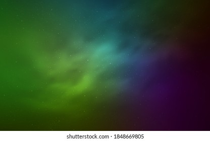 Light Pink, Green vector layout with cosmic stars. Shining illustration with sky stars on abstract template. Best design for your ad, poster, banner.