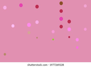 Light Pink, Green vector layout with circle shapes. Blurred bubbles on abstract background with colorful gradient. Pattern of water, rain drops.