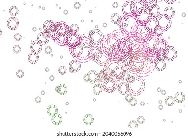 Light Pink, Green vector layout with circle shapes. Blurred bubbles on abstract background with colorful gradient. Completely new template for your brand book.