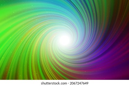 Light Pink, Green vector layout with cosmic stars. Glitter abstract illustration with colorful cosmic stars. Best design for your ad, poster, banner.