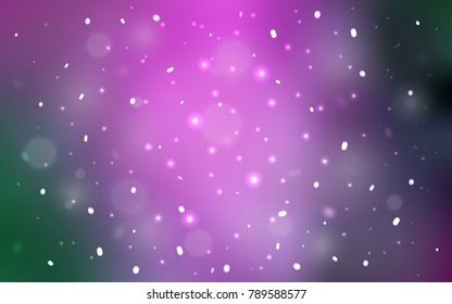 Light Pink, Green vector layout with bright snowflakes. Glitter abstract illustration with crystals of ice. The pattern can be used for new year leaflets.