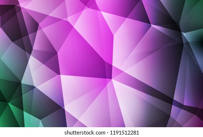 Light Pink, Green vector low poly texture. Shining polygonal illustration, which consist of triangles. Completely new template for your banner.