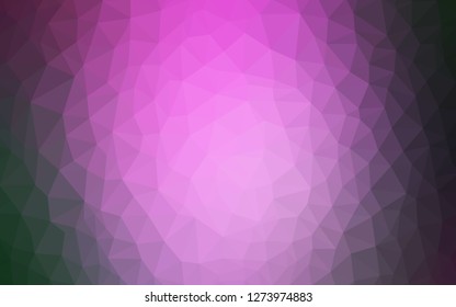 Light Pink, Green vector low poly texture. Triangular geometric sample with gradient.  Brand new style for your business design.
