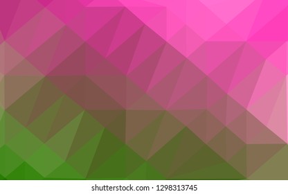 Light Pink, Green vector low poly texture. An elegant bright illustration with gradient. Template for your brand book.
