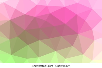 Light Pink, Green vector low poly cover. Shining illustration, which consist of triangles. The template can be used as a background for cell phones.