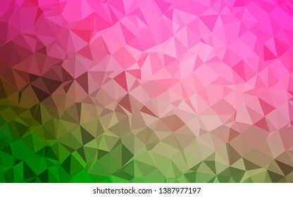 Light Pink, Green vector low poly texture. A sample with polygonal shapes. Textured pattern for background.