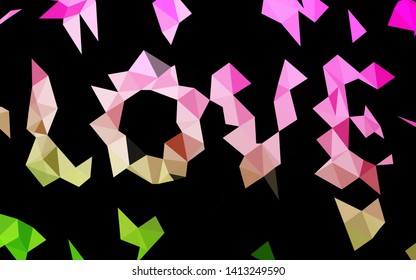 Light Pink, Green vector low poly cover. Geometric illustration in Origami style with gradient. Textured pattern for background.