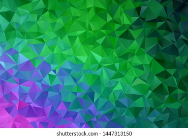 Light Pink, Green vector low poly background. Creative illustration in halftone style with triangles. A completely new design for your leaflet.