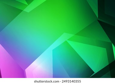 Rosa claro, Vector verde bajo fondo de poli. Ilustración creativa en estilo de semitonos con triángulos. Patrón triangular para su diseño.