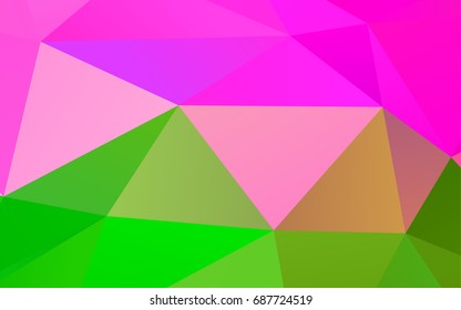 Light Pink, Green vector low poly pattern. Shining illustration, which consist of triangles. The completely new template can be used for your brand book.