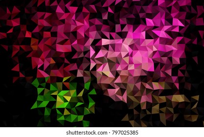 Light Pink, Green vector low poly background. Shining illustration, which consist of triangles. A completely new design for your business.