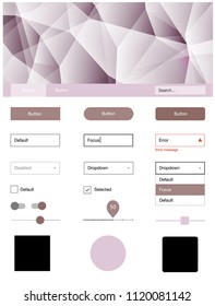 Light Pink, Green vector Material Design Kit with lines. Web ui kit with abstract gradient triangles in its header. Simple colorful design for websites.