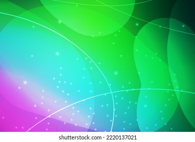 Pink claro, vector verde Ilustración abstracta moderna con puntos coloridos, líneas. Diseño decorativo borroso en estilo abstracto con burbujas. Plantilla moderna para la página de inicio.