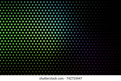 Light Pink, Green vector modern geometrical circle abstract background. Dotted texture template. Geometric pattern in halftone style with gradient. 
