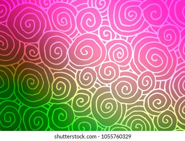 Light Pink, Green vector natural elegant pattern. A vague abstract illustration with doodles in Indian style. The best blurred design for your business.