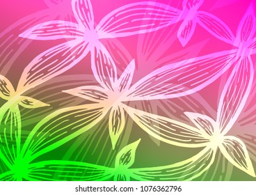 Light Pink, Green vector natural abstract background. Glitter abstract illustration with doodles and Zen tangles. Hand painted design for web, leaflet, textile.