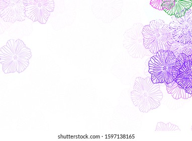 Light Pink, Green vector natural background with leaves. Shining colored illustration with flowers. New template for your brand book.