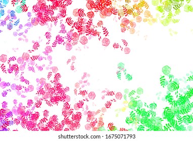 Light Pink, Green vector natural pattern with leaves, flowers. Leaves, flowers in natural style on white background. Hand painted design for web, leaflets.
