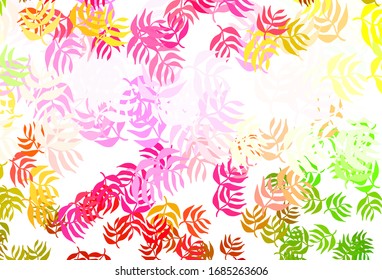 Light Pink, Green vector natural background with leaves. Brand new colored illustration in blurry style with leaves. New template for your design.