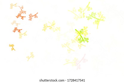 Light Pink, Green vector natural artwork with branches. Leaves, branches in natural style on white background. Template for backgrounds of cell phones.