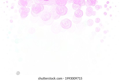 Light Pink, Green vector natural backdrop with roses. Doodle illustration of flowers in Origami style. Pattern for heads of websites, designs.