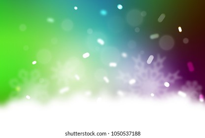 Light Pink, Green vector pattern with christmas snowflakes. Glitter abstract illustration with crystals of ice. New year design for your business advert.
