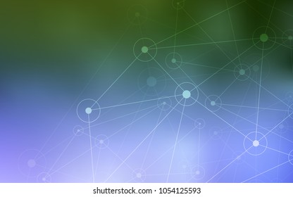 Light Pink, Green vector pattern with spheres, triangles. Design with connection of dots and lines on colorful background. Pattern can be used for futuristic ad, booklets.