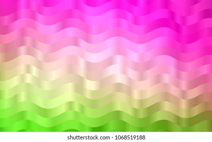 Light Pink, Green vector pattern with bent lines. A sample with blurred bubble shapes. The best blurred design for your business.