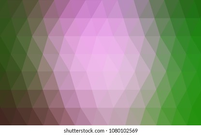 Light Pink, Green vector Pattern.  triangular template. Geometric sample. Repeating routine with triangle shapes. New texture for your design. Pattern can be used for background.
