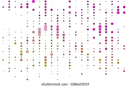 Light Pink, Green vector  pattern with spheres. Glitter abstract illustration with blurred drops of rain. Beautiful design for your business natural advert.