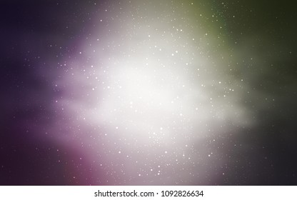 Light Pink, Green vector pattern with night sky stars. Shining illustration with sky stars on abstract template. Smart design for your business advert.