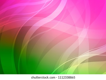 Light Pink, Green vector pattern with lines, ovals. Creative illustration in halftone marble style with gradient. The template for cell phone backgrounds.