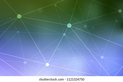 Light Pink, Green vector pattern with spheres, triangles. Design with connection of dots and lines on colorful background. Pattern can be used for ads, leaflets.