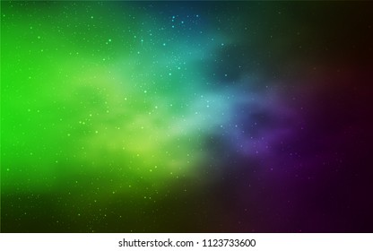 Light Pink, Green vector pattern with night sky stars. Shining colored illustration with bright astronomical stars. Pattern for astronomy websites.
