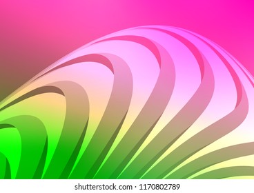 Light Pink, Green vector pattern with narrow curved lines. Glitter abstract illustration with colored sticks. The pattern can be used for websites.