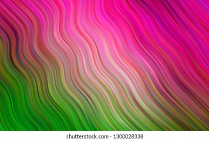 Light Pink, Green vector pattern with liquid shapes. Modern gradient abstract illustration with bandy lines. A completely new template for your business design.