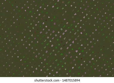 Light Pink, Green vector pattern with ABC symbols. Shining illustration with ABC symbols on abstract template. Pattern for ads, poster, banner of books.