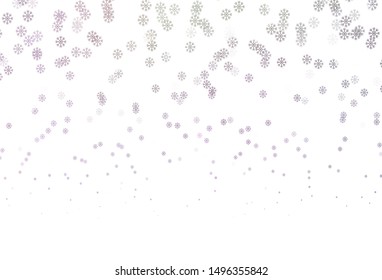 Light Pink, Green vector pattern with christmas snowflakes. Colorful decorative design in xmas style with snow. Pattern for new year ad, booklets.