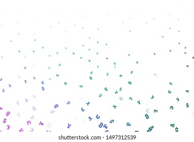 Light Pink, Green vector pattern with symbols of currency. Shining colored illustration with currency signs. Design for business advert of economic, wealth.