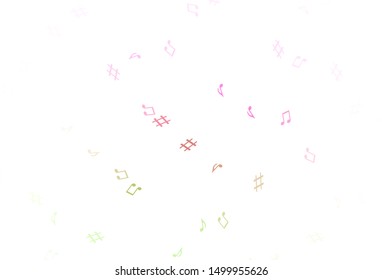 Light Pink, Green vector pattern with music elements. Abstract illustration with colorful symbols of melody. Template for fasion magazines.