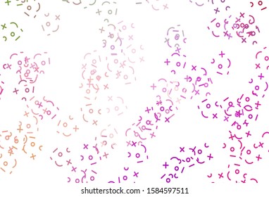Light Pink, Green vector pattern with Digit symbols. Modern geometrical illustration with numerals. Best design a poster, banner of a math college.