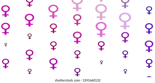 Light Pink, Green vector pattern with feminism elements. Colorful illustration with gradient feminism shapes. Smart design for your apps.
