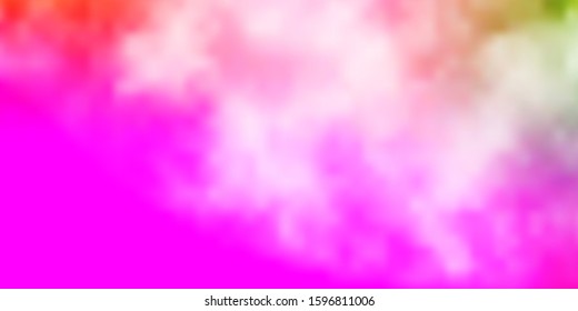 Light Pink, Green vector pattern with clouds. Shining illustration with abstract gradient clouds. Colorful pattern for appdesign.