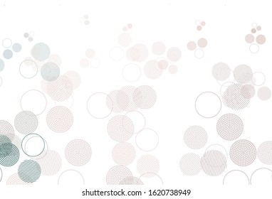 Light Pink, Green vector pattern with spheres. Blurred bubbles on abstract background with colorful gradient. Pattern for ads, leaflets.