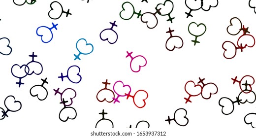 Light Pink, Green vector pattern with feminism elements. Colorful feminism symbols with a gradient in modern style. Best design to show the power of women.