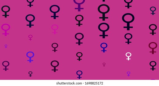 Light Pink, Green vector pattern with feminism elements. Colorful illustration with gradient feminism shapes. Smart design for your apps.