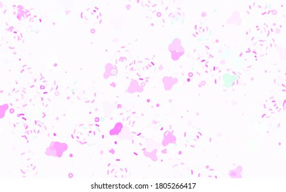 Light Pink, Green vector pattern with random forms. Colorful chaotic forms with gradient in modern style. Elegant design for wallpapers.